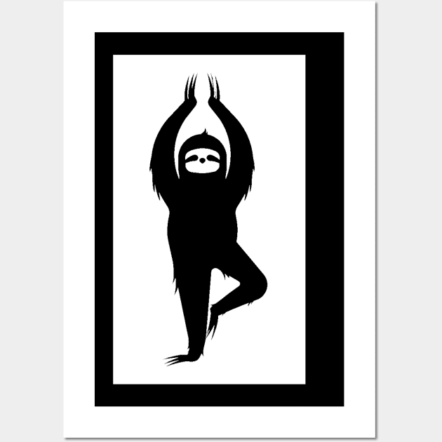 Sloth Yoga Tree Pose Wall Art by The BioGeeks